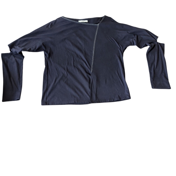 Tibi Navy Top With White Stitching sz L - Picture 1 of 9